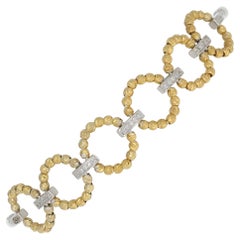 Retro New Diamond-Accented Bracelet Sterling Silver & 10k Gold Adjustable Wheat Chain