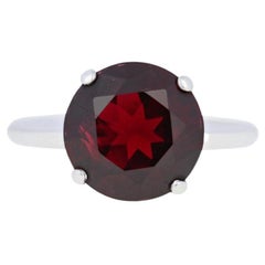 5.00ct Round Cut Synthetic Ruby Ring, 10k White Gold Cocktail Solitaire