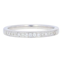 .15ctw Round Brilliant Diamond Wedding Band, 14k White Gold Milgrain Ring