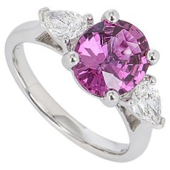 GIA Certified White Gold Pink Sapphire & Diamond Ring 2.44ct