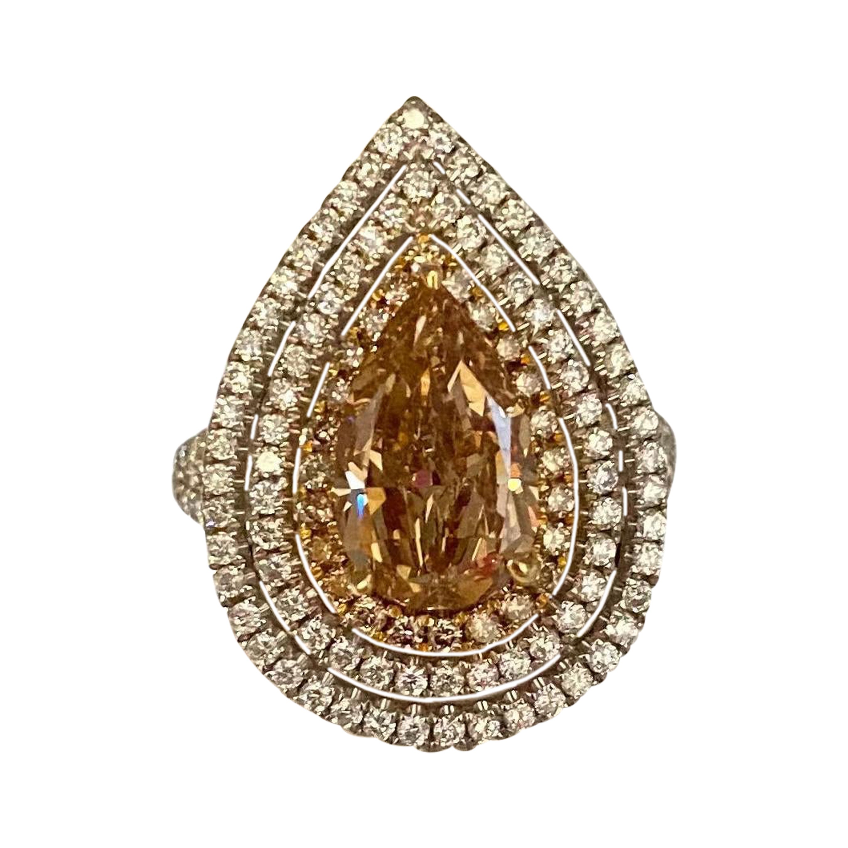 GIA Certified 3.02 Carat Fancy Brown-Orange Diamond Ring For Sale