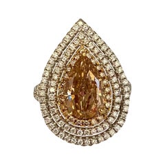 GIA Certified 3.02 Carat Fancy Brown-Orange Diamond Ring