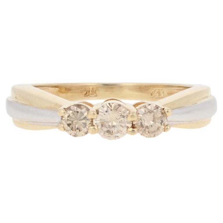 New .60ctw Round Brilliant Diamond Engagement Ring, 14k Gold Three-Stone