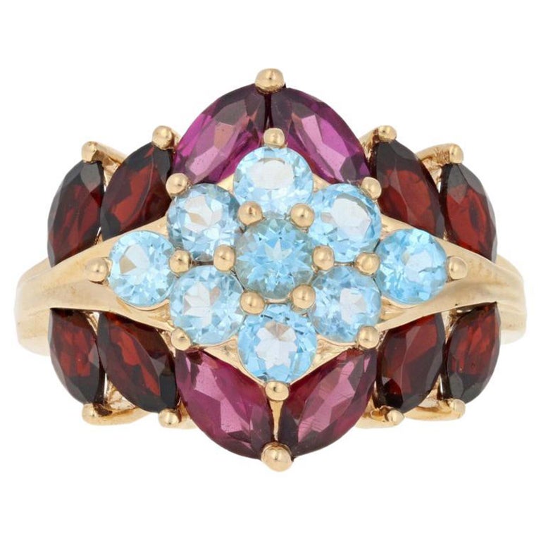 Blue Topaz and Rhodolite Ring at 1stDibs topaz and ring