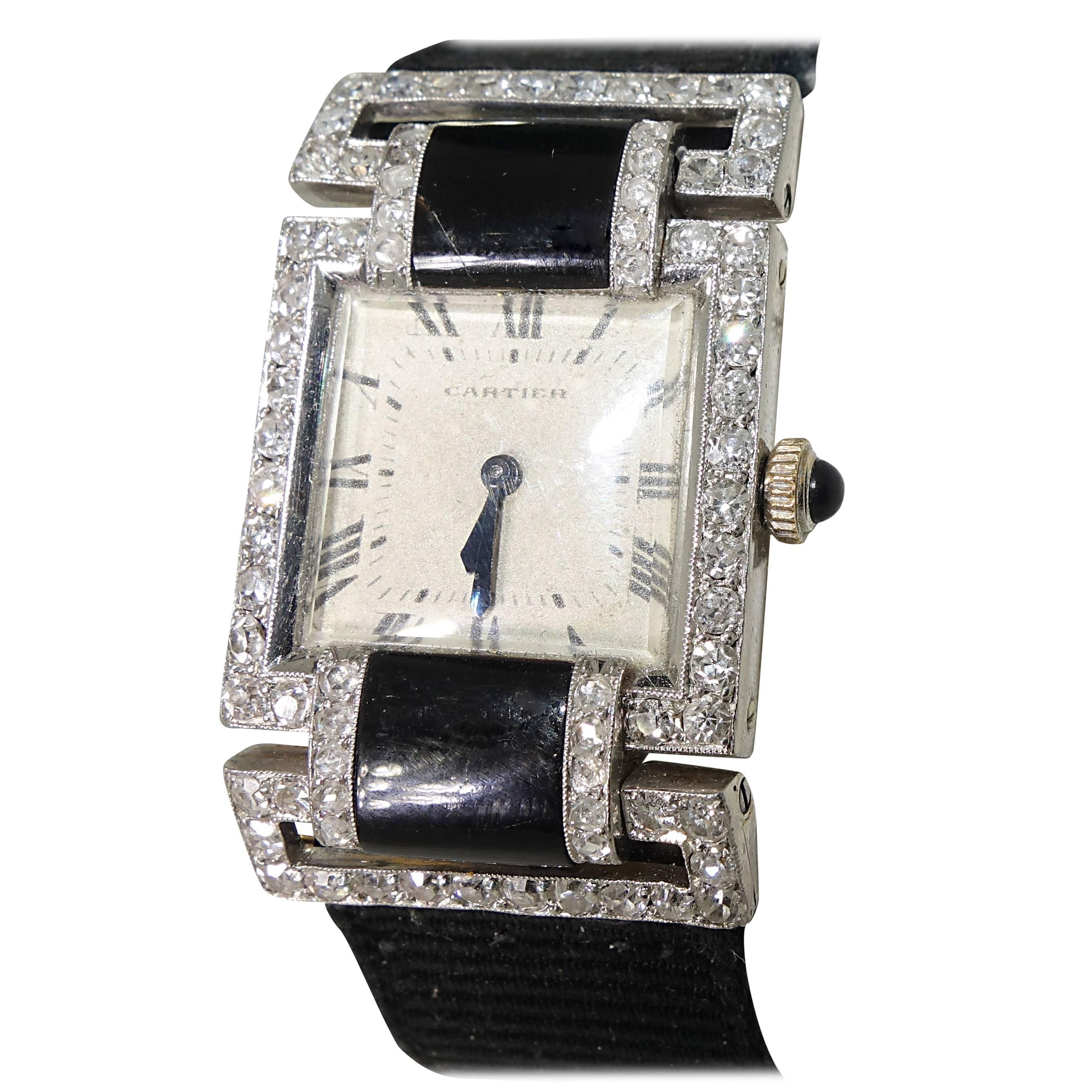 Cartier Paris Lady's Platinum Yellow Gold Diamond Wristwatch