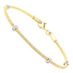 Hand-Crafted 14K Yellow Gold Mesh Bracelet with Diamond Roundels