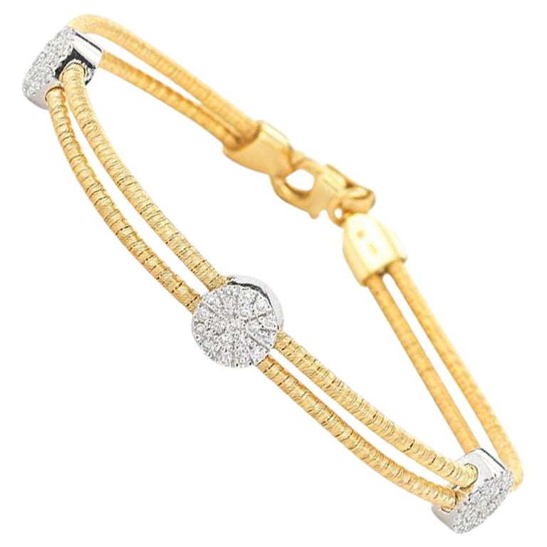 Hand-Crafted 14K Yellow Gold Double Strand Mesh Bracelet For Sale
