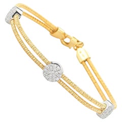 Hand-Crafted 14K Yellow Gold Double Strand Mesh Bracelet