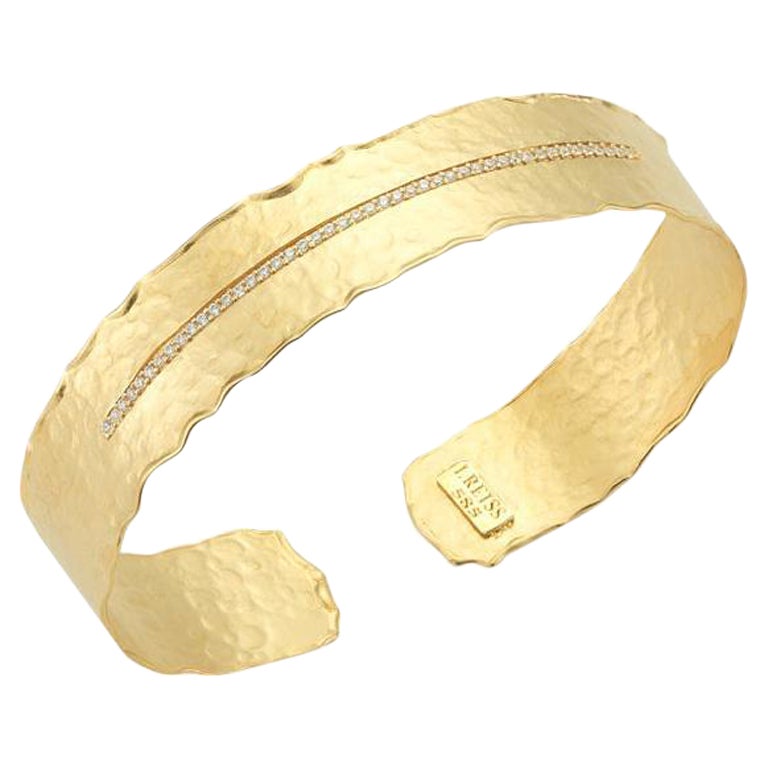 Hand-Crafted 14K Yellow Gold Open Cuff Bracelet For Sale