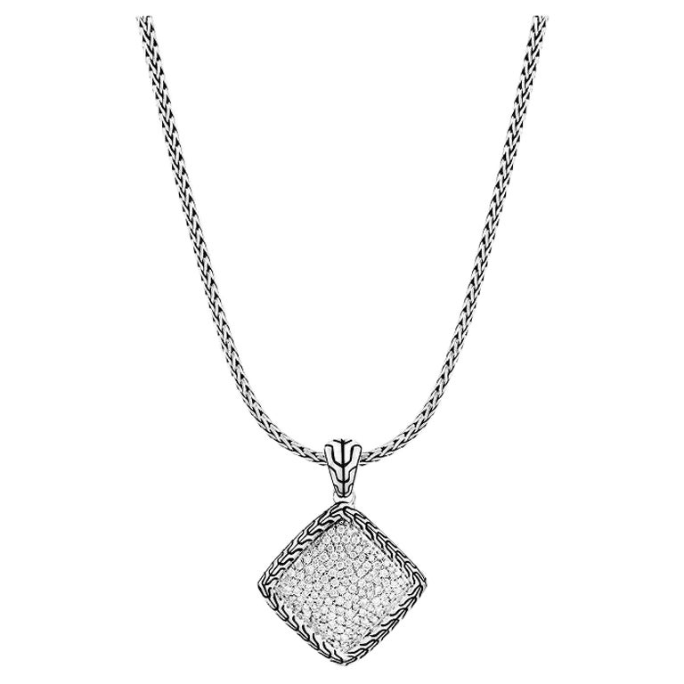 John Hardy Sterling Silver Necklace with Diamonds NBP9003492DI For Sale ...
