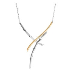 John Hardy Sterling Silver & Gold Bamboo Necklace NZ57003X16-18