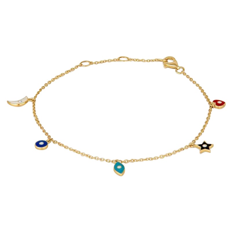 French "Roaring" 1920s Gold Charm Bracelet with 22 Karat Gold Coins at