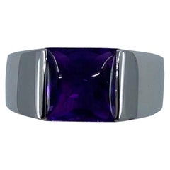 Vintage Cartier 2 Carat Deep Purple Amethyst 18 Karat White Gold Tank Band Ring