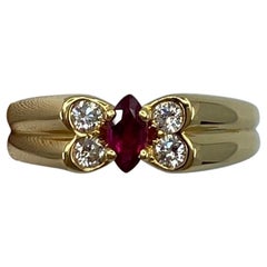 Van Cleef & Arpels Fine Vivid Red Rubin & Diamant Schmetterling Marquise Ring