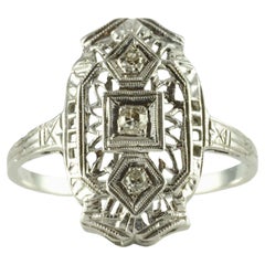 Retro Art Deco Diamond Trio and Filigree Ring