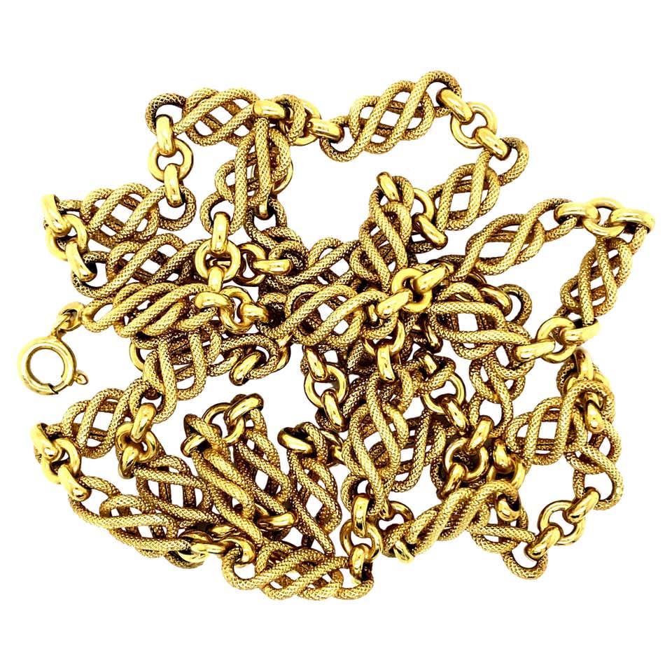 Modified Chain Gorgeous Vintage 14 Karat Yellow Gold Modified Curbed Link Chain For ...