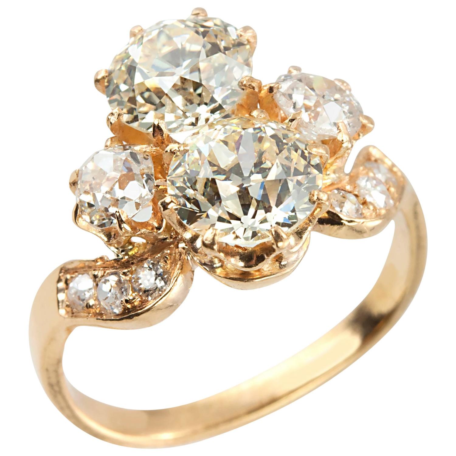 Victorian Diamond Gold Toi Et Moi Ring at 1stdibs