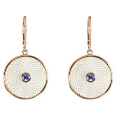 Deakin & Francis White Mother of Pearl Dreamcatcher Earrings with Blue Sapphire