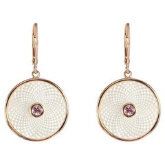 Deakin & Francis White Mother of Pearl Dreamcatcher Earrings with Pink Sapphire