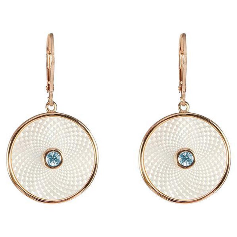Deakin & Francis White Mother of Pearl Dreamcatcher Earrings with Aquamarine