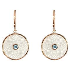 Deakin & Francis White Mother of Pearl Dreamcatcher Earrings with Aquamarine