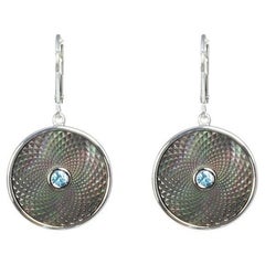 Deakin & Francis Grey Mother-of-Pearl Dreamcatcher Earrings with Aquamarine