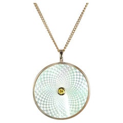 Deakin & Francis Large Pendant with White Mother-of-Pearl and Yellow Sapphire