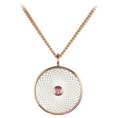 Deakin & Francis Small Pendant with White Mother-of-Pearl and a Pink Sapphire