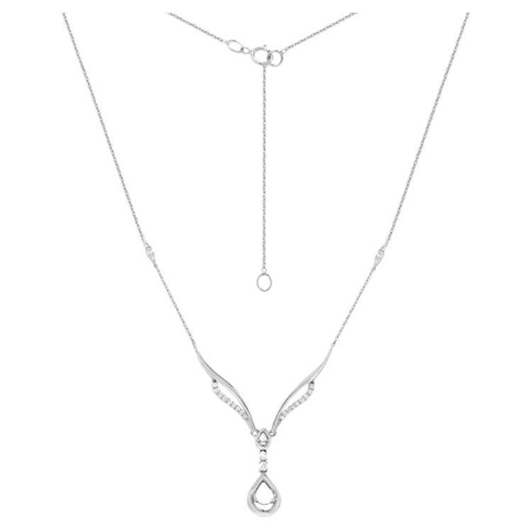 White Gold Diamond Dangle Elegant Princess Drop Necklace for Her For Sale