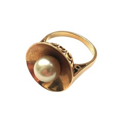 14ct Gold Giant Pearl Statement Ring 