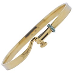 Georg Jensen Torun Hook Gold Emerald Bracelet 1204