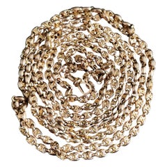 Chaîne de manchette victorienne ancienne Longuard en or 10 carats, collier à maillons fantaisie