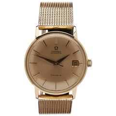 Vintage Omega Yellow Gold Champagne Dial Wristwatch