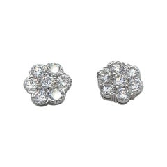 Diamond 1.40 Carats Flower Stud Earrings