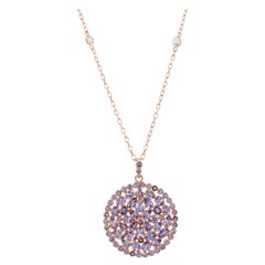 Gemistry Victorian 7.7 Cts. Tanzanite Floral Pendant Necklace in Sterling Silver