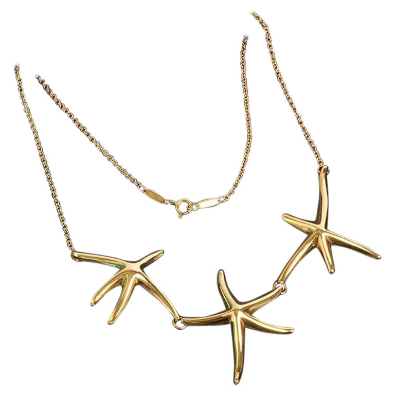 Tiffany & Co Starfish Necklace by Elsa Peretti, Vintage & Rare, 18K Yellow Gold