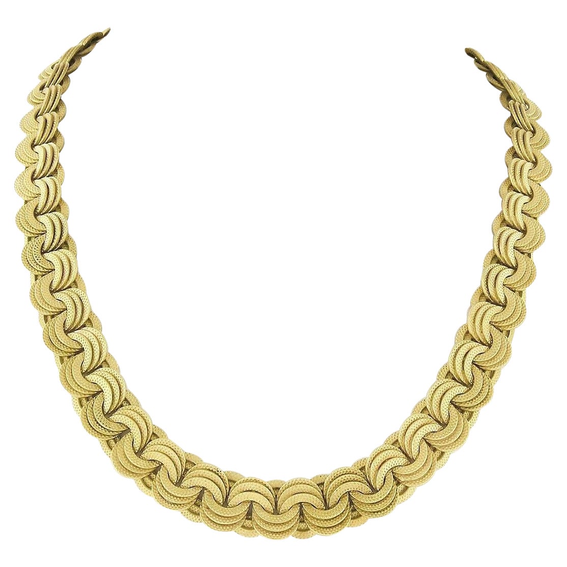 Giovanni Marchisio 18K Yellow Gold Textured Tri Circular Link Chain Necklace