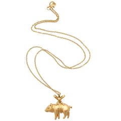 Rose and Yellow Gold Wrapped Pig Pendant