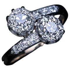 Antique French Toi Et Moi Diamond Gold Engagement Ring