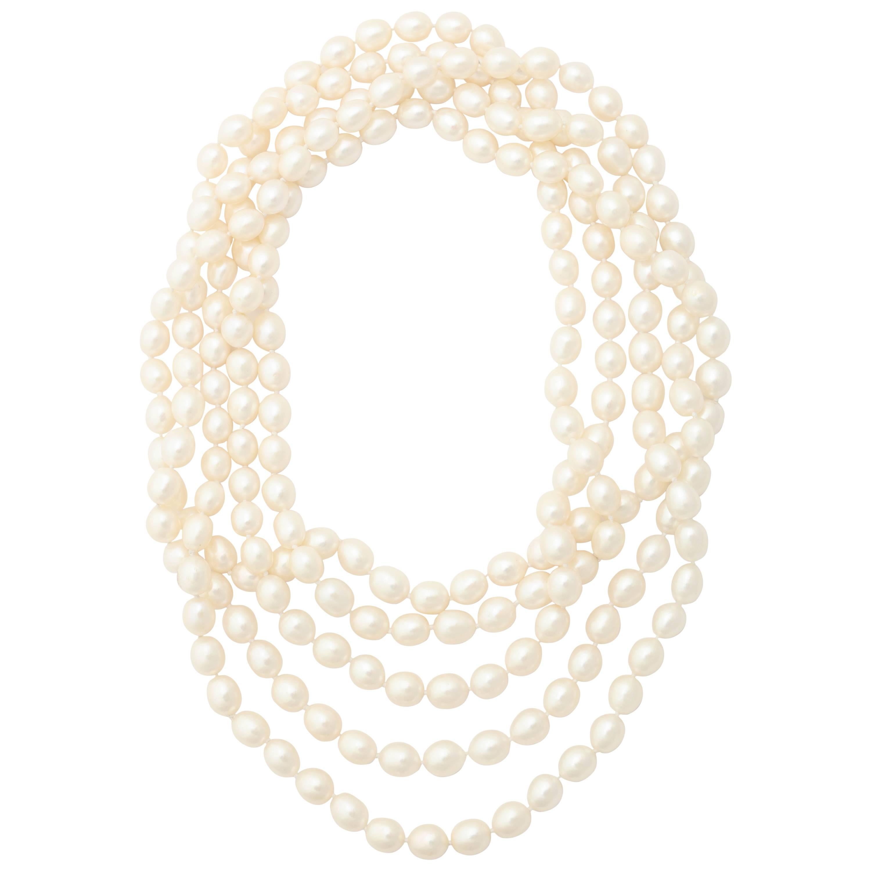 Continuous Pearl Necklace For Sale