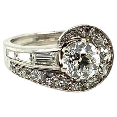 Fabulous 1.92 Carat Old European Cut Art Deco Diamond Ring in Platinum 950