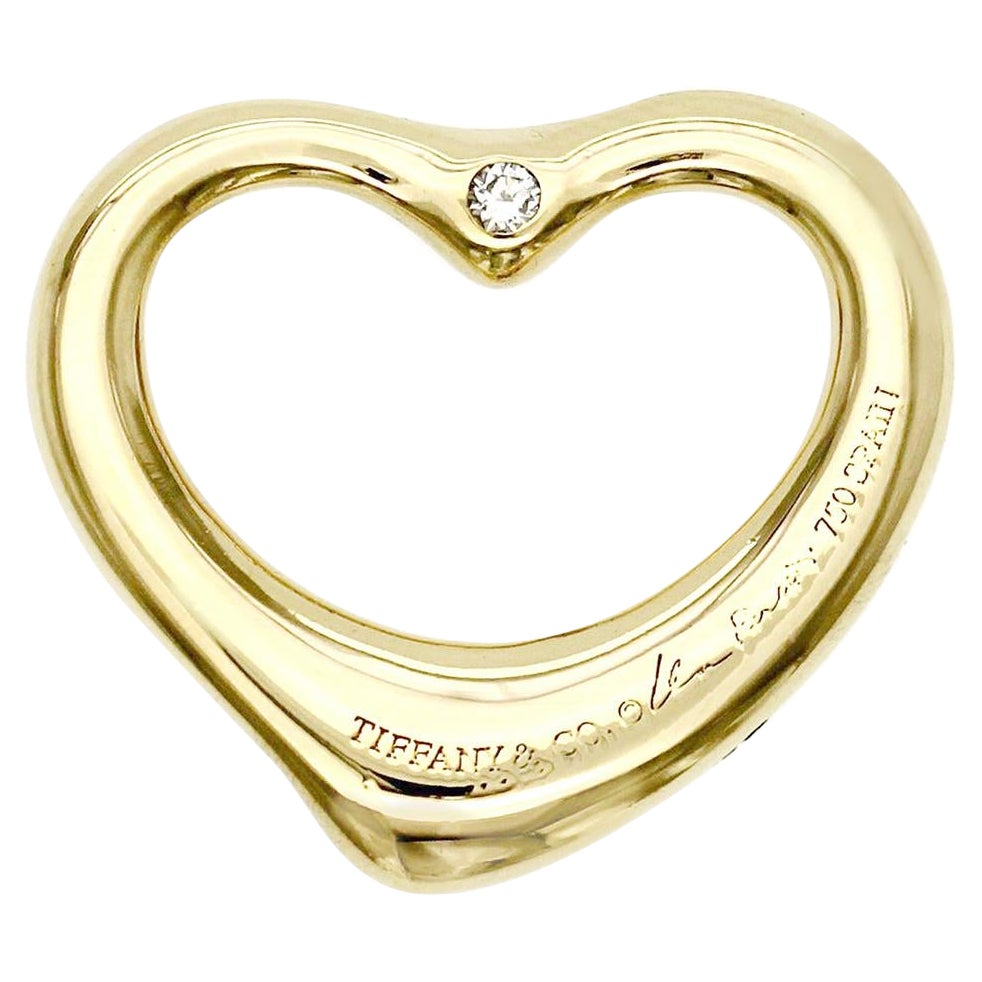 Elsa Peretti: 18 Karat Gold Diamant-Anhänger mit offenem Herz auf beiden Seiten, Tiffany