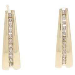 .20ctw Round Brilliant Diamond Earrings, 10k Yellow Gold Pierced J-Hooks