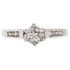 White Gold Diamond Ring, 10k Single Cut .20ctw Engagement Floral Cluster