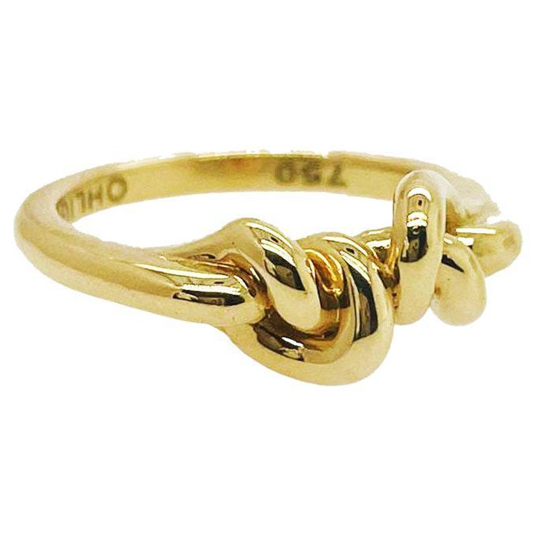 For Sale:  "Double Knot" Forget Me Knot Ring in 18ct Yellow Gold Band