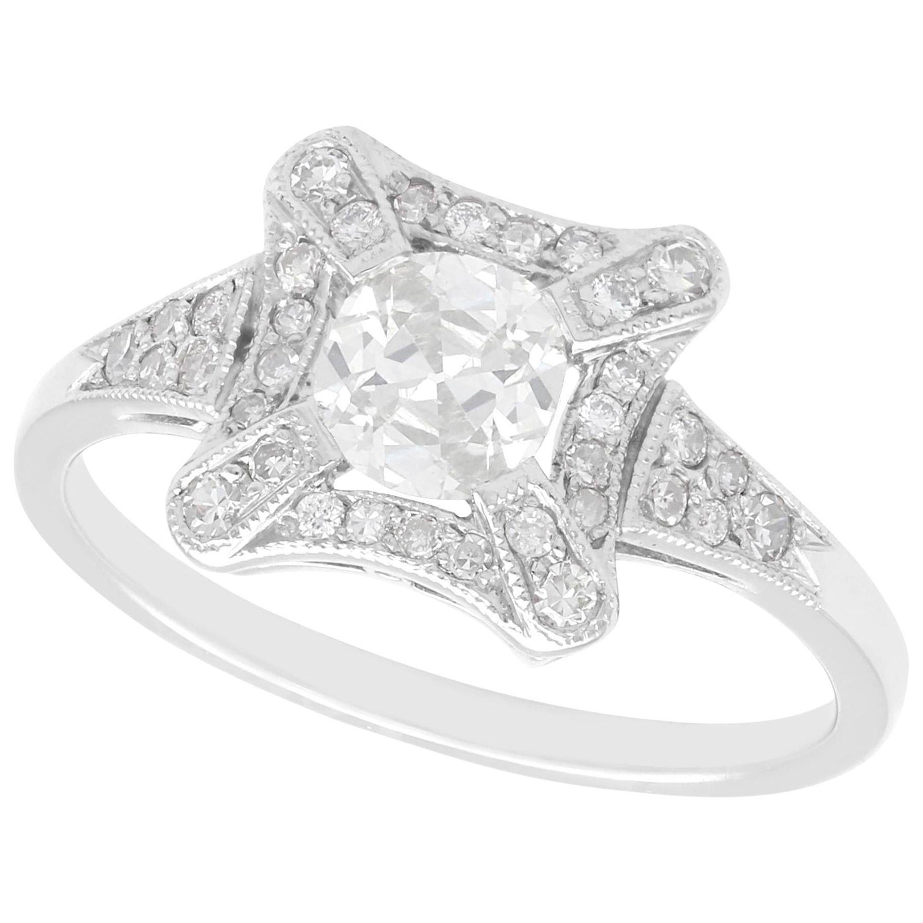 1.06 Carat Diamond and Platinum Cluster Engagement Ring For Sale