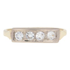 .25ctw Round Cut Synthetic White Spinel Vintage Ring, 14k Gold Wedding Band