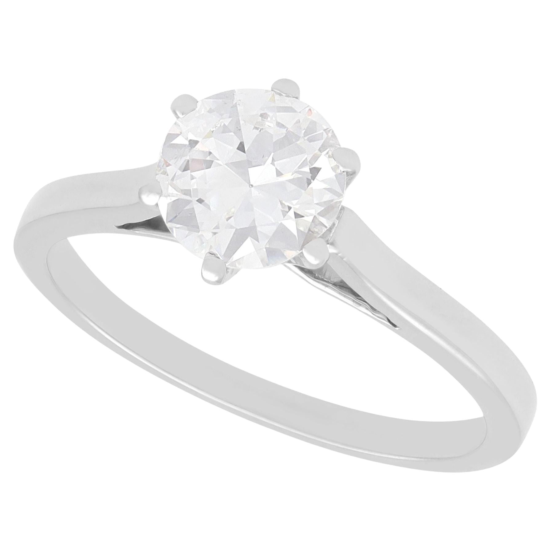 Französischer Verlobungsring aus Weißgold mit 1,13 Karat Diamant Solitär, Vintage