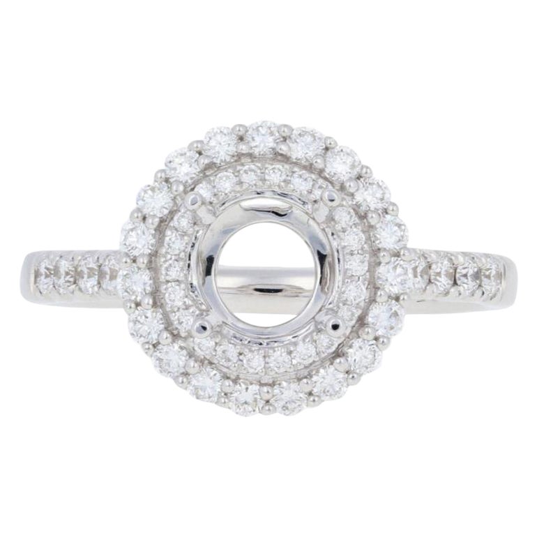 Semi-Mount Halo Engagement Ring, 14 Karat Gold Diamonds Round Brill .25 ...