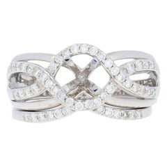 New Semi-Mount Engagement Ring & Wedding Band, 14k Gold Center Halo .50ctw